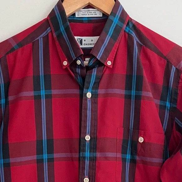 VINTAGE Ron Chereskin Plaid Long Sleeve Button Front Casual Shirt Made Hong Kong - Picture 6 of 13